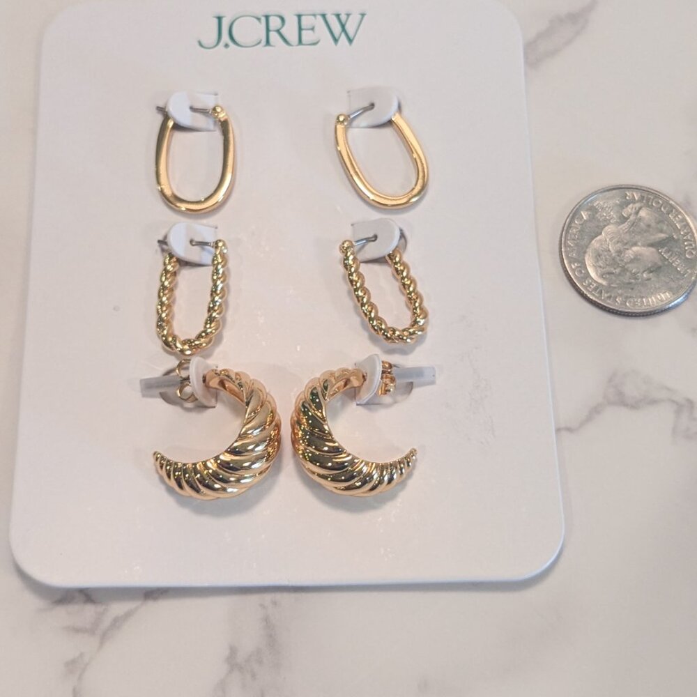 J.Crew Sculptural Gold Earrings set-of-three - Picture 4 of 6